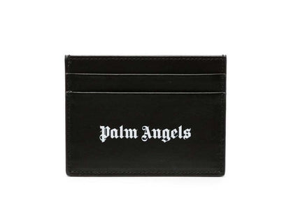 Palm Angels Logo-Print Leather Card Holder Black