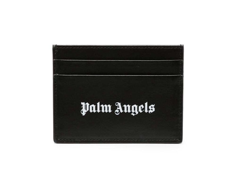 Palm Angels Logo-Print Leather Card Holder Black