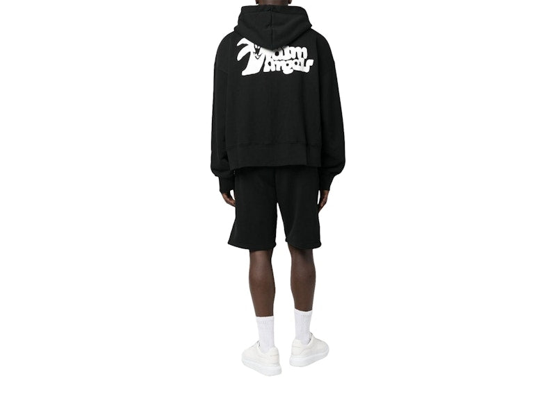 Palm Angels Logo-Print Zip-Up Hoodie Black