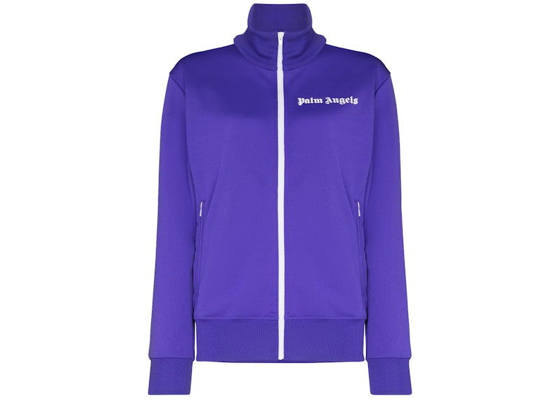 Palm Angels Logo Print Zip Up Track Jacket Purple