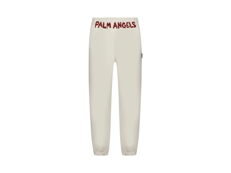 Palm Angels Logo-Printed Elasticated Waist Track Pants White/Red