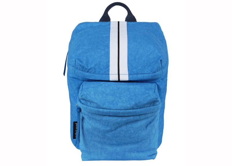 Palm Angels Logo Striped Backpack Blue