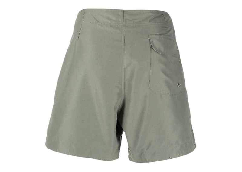 Palm Angels Logo-embroidered Side Stripe Swim Shorts Military Green