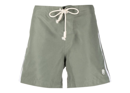 Palm Angels Logo-embroidered Side Stripe Swim Shorts Military Green