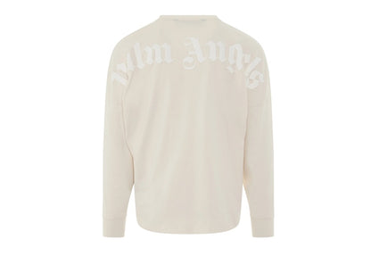 Palm Angels Longsleeve Back Oversized Logo Tee Butter/White