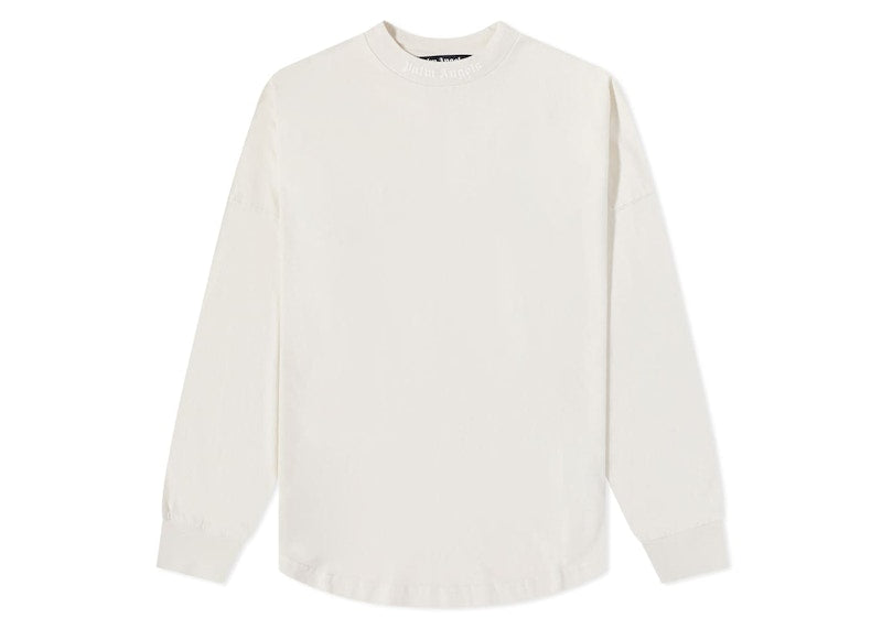 Palm Angels Longsleeve Back Oversized Logo Tee Butter/White