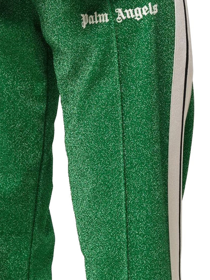 Palm Angels Lurex Track Pants Green/White