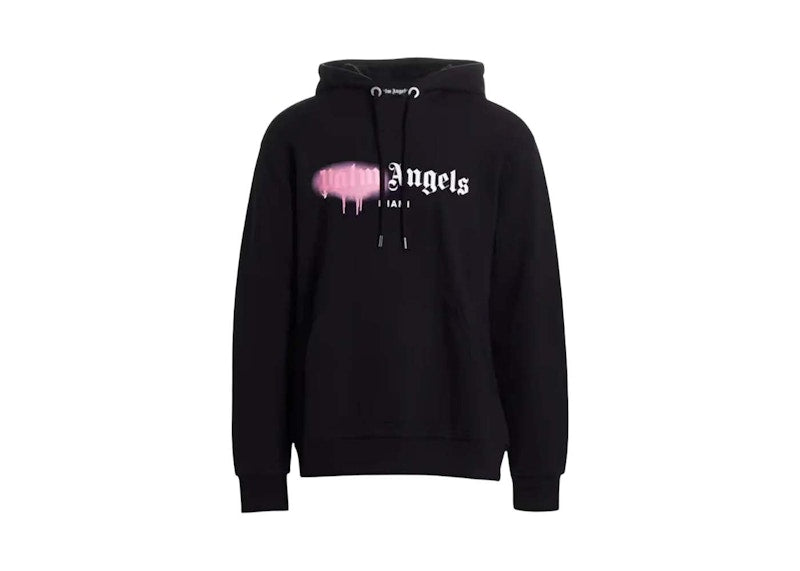 Palm Angels Miami Sprayed Logo Hoodie Black Pink