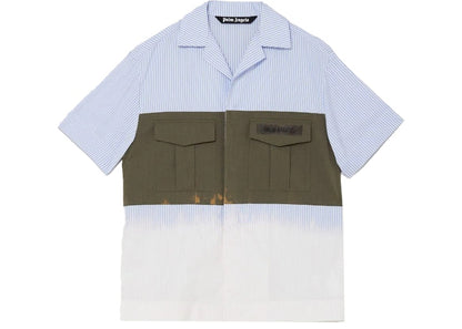 Palm Angels Military Bowling Shirt Blue