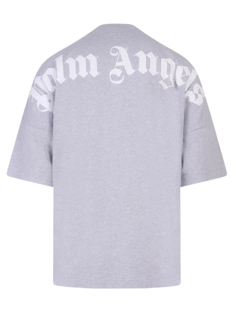 Palm Angels Mock Neck Logo T-Shirt Grey/White