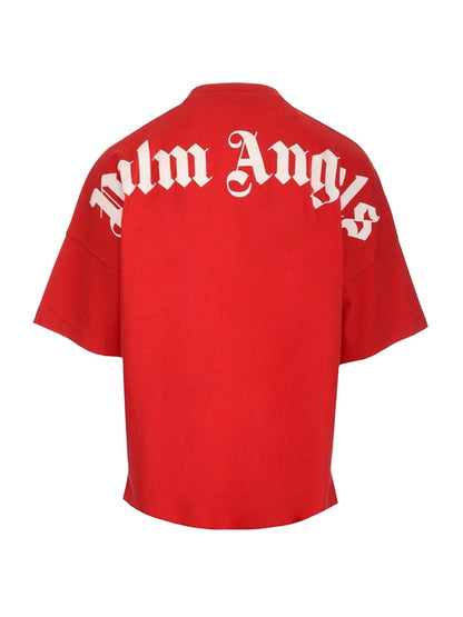 Palm Angels Mock Neck Logo T-Shirt Red/White