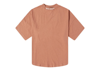 Palm Angels Mock Neck Logo T-Shirt Tan/White