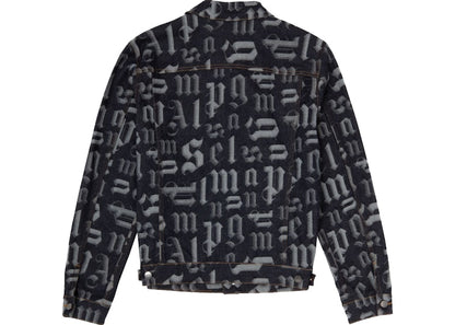 Palm Angels Monogram Print Denim Jacket Black
