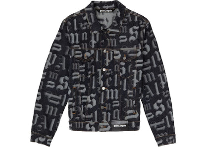 Palm Angels Monogram Print Denim Jacket Black