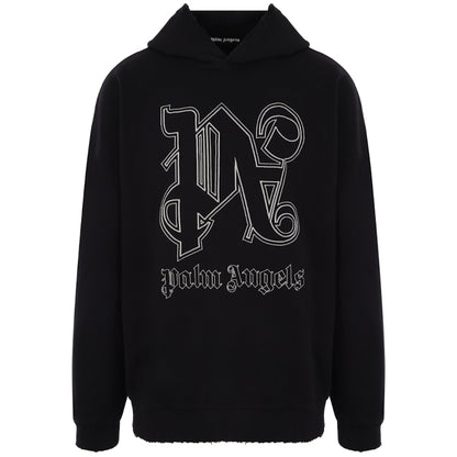 Palm Angels Monogram Statement Logo Hoodie Black