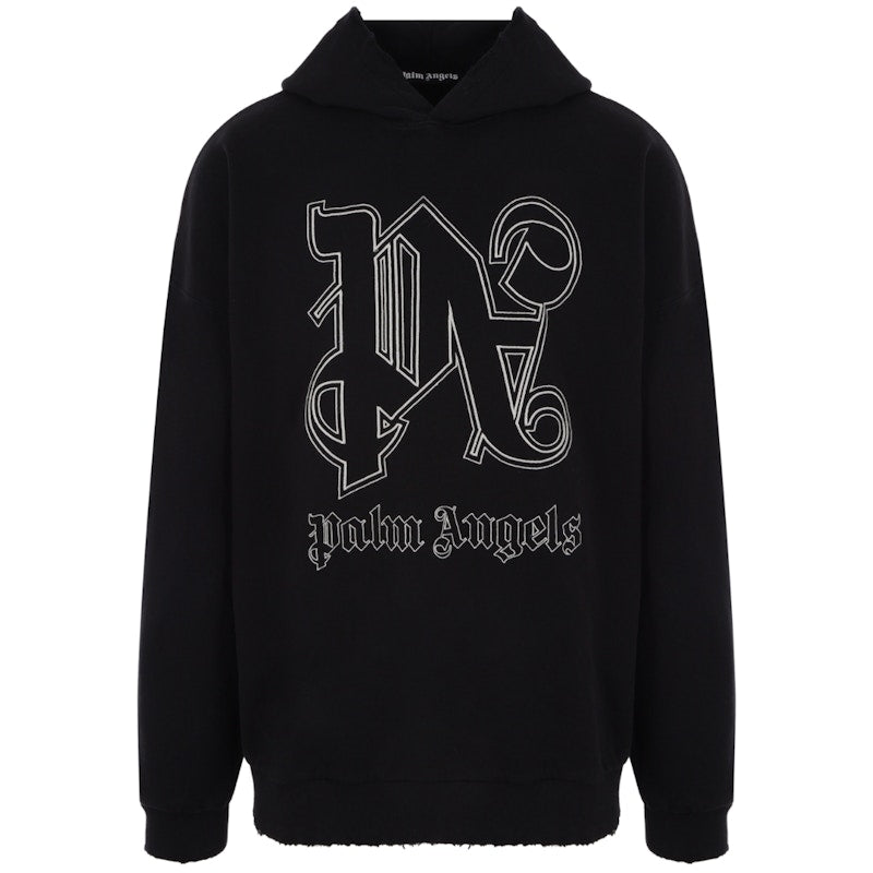 Palm Angels Monogram Statement Logo Hoodie Black