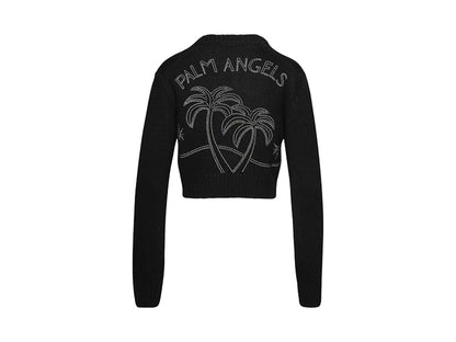 Palm Angels Monogram Stud Zip Sweater Black