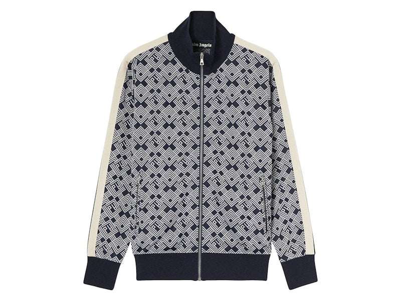 Palm Angels Monogram Track Jacket Navy Blue/Off White