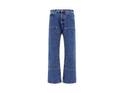 Palm Angels Monogram Workwear Denim Jeans Blue