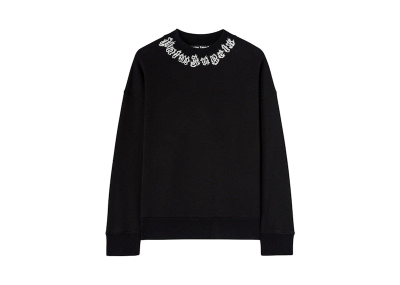 Palm Angels Neck Logo Crewneck Sweatshirt Black/White