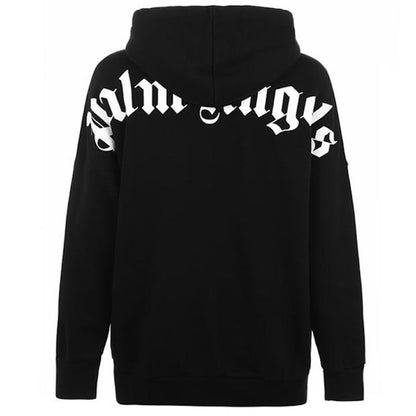 Palm Angels Over The Head Logo Hooded Sweatshirt Black