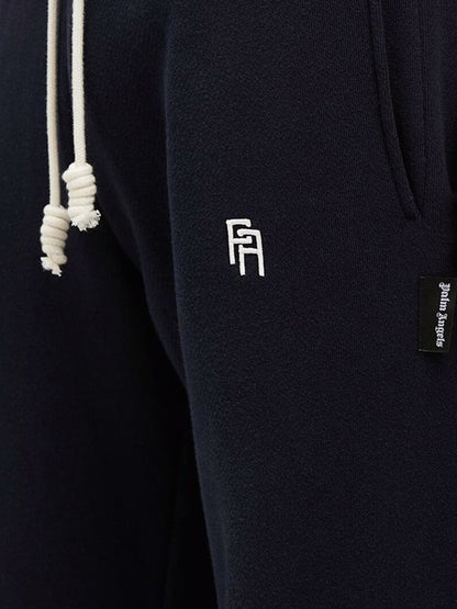 Palm Angels PA Monogram Embroidered Slim Sweatpants Navy Blue/White