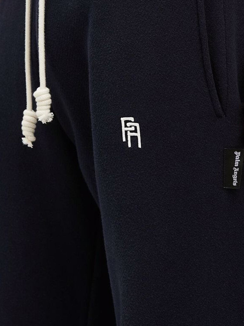 Palm Angels PA Monogram Embroidered Slim Sweatpants Navy Blue/White