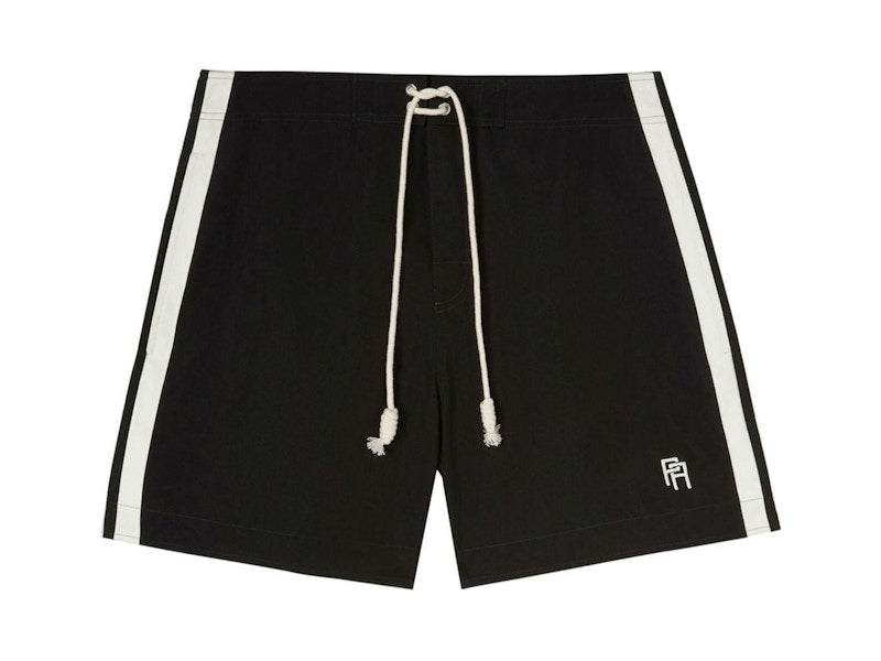 Palm Angels PA Monogram Embroidered Swim Shorts Black/White