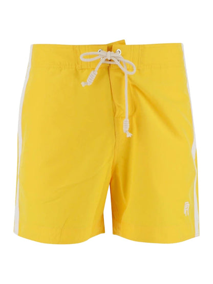 Palm Angels PA Monogram Embroidered Swim Shorts Yellow/White