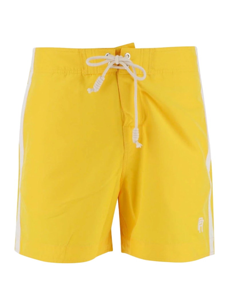 Palm Angels PA Monogram Embroidered Swim Shorts Yellow/White