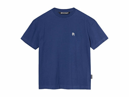 Palm Angels PA Monogram Embroidered T-Shirt Navy Blue/White