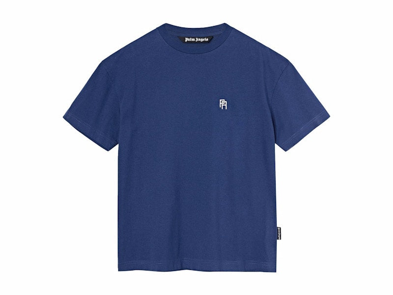 Palm Angels PA Monogram Embroidered T-Shirt Navy Blue/White