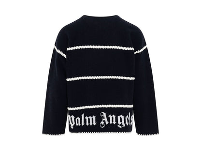 Palm Angels PA Monogram Striped Sweater Blue