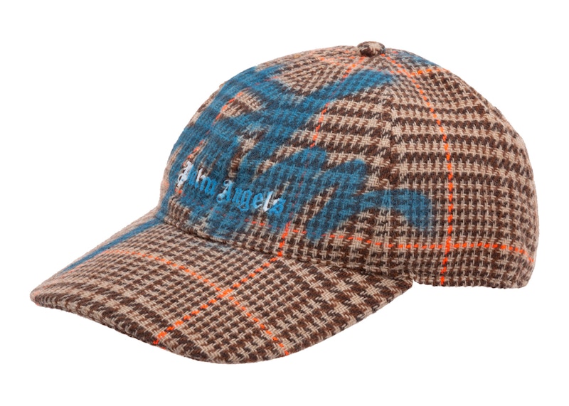 Palm Angels PXP Spray Logo Checkered Houndstooth Cap Brown/Light Blue