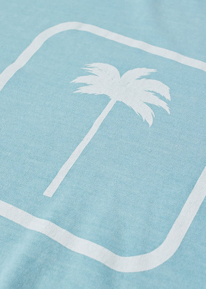 Palm Angels PXP Tonal Palm Tree Print T-Shirt Turquoise White