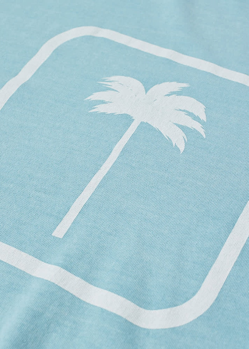Palm Angels PXP Tonal Palm Tree Print T-Shirt Turquoise White