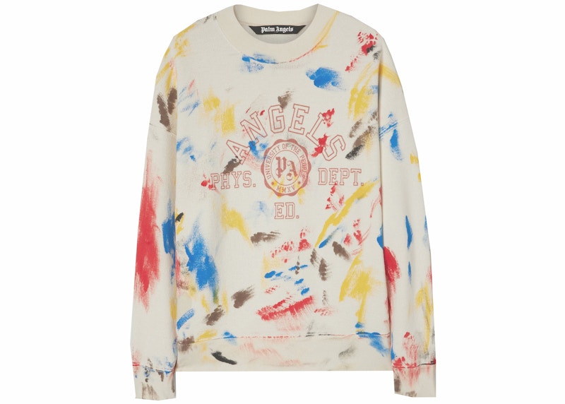 Palm Angels Painted College Sweatshirt Off White/Red