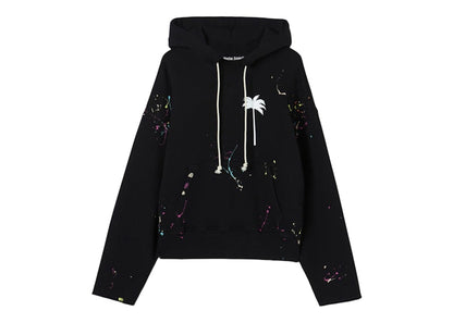 Palm Angels Painted Palm Tree Hooded Sweatshirt Black/White