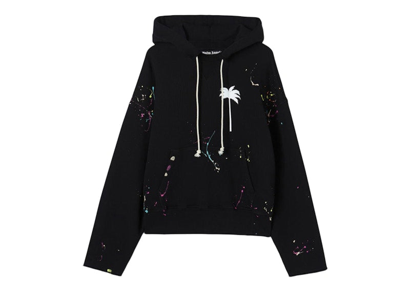 Palm Angels Painted Palm Tree Hooded Sweatshirt Black/White