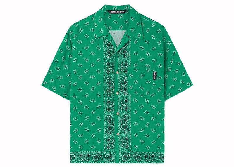Palm Angels Paisley Bowling Shirt Green