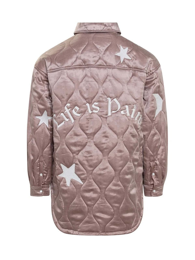 Palm Angels Life Is A Palm Quilted Overshirt Beige