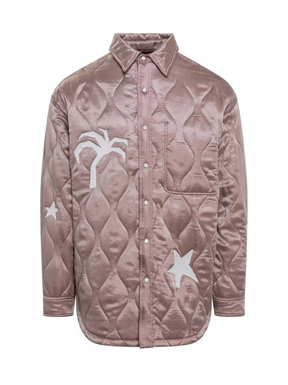 Palm Angels Life Is A Palm Quilted Overshirt Beige