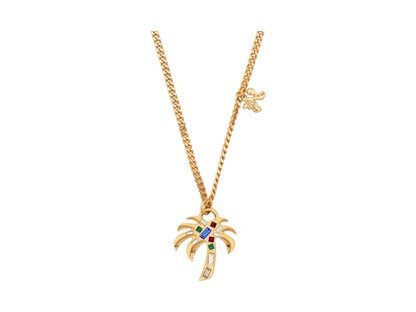 Palm Angels Palm Rhinestone Necklace Gold