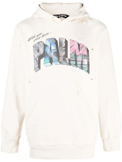 Palm Angels Palm Sign Vintage Hoodie White