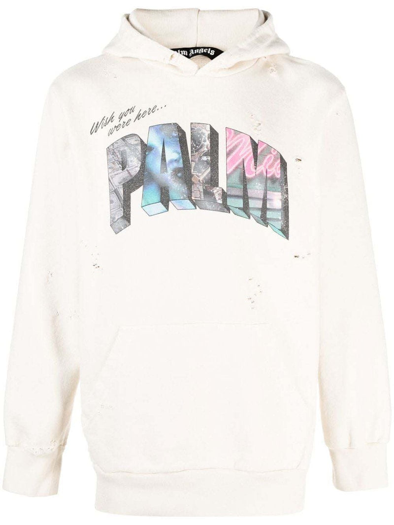 Palm Angels Palm Sign Vintage Hoodie White