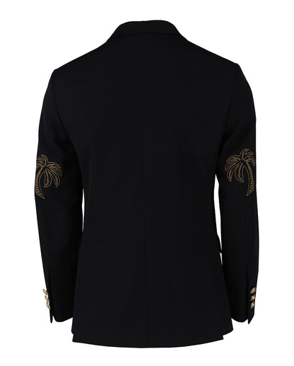 Palm Angels Palm Tree-Embroidered Blazer Navy/Blue