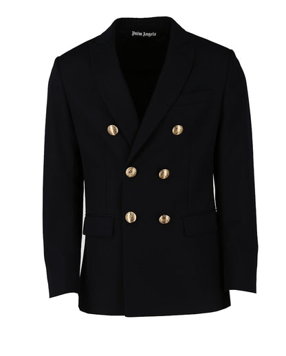 Palm Angels Palm Tree-Embroidered Blazer Navy/Blue