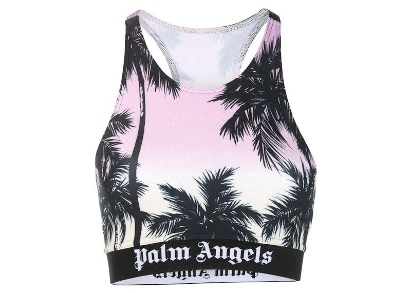 Palm Angels Palm Tree Print Crop Top Pink