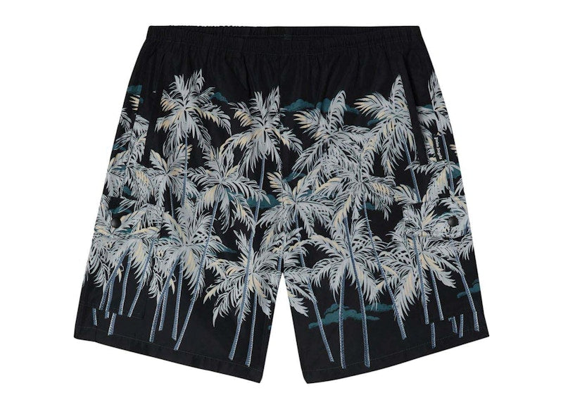 Palm Angels Palm Tree Print Swim Shorts Black/White