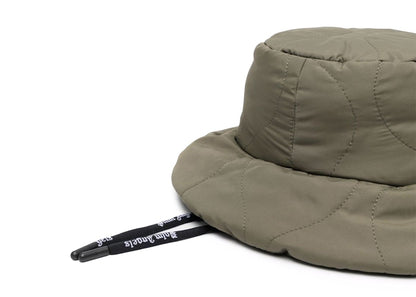Palm Angels Patch Logo Quilted Bucket Hat Military White